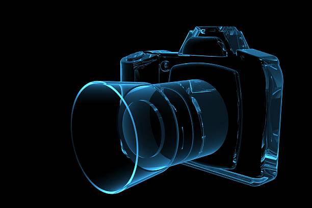 retro camera close-up on a black background
