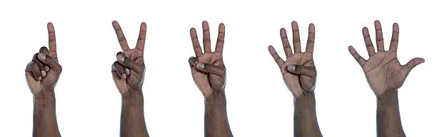 Photo of Dark-skinned hand counting