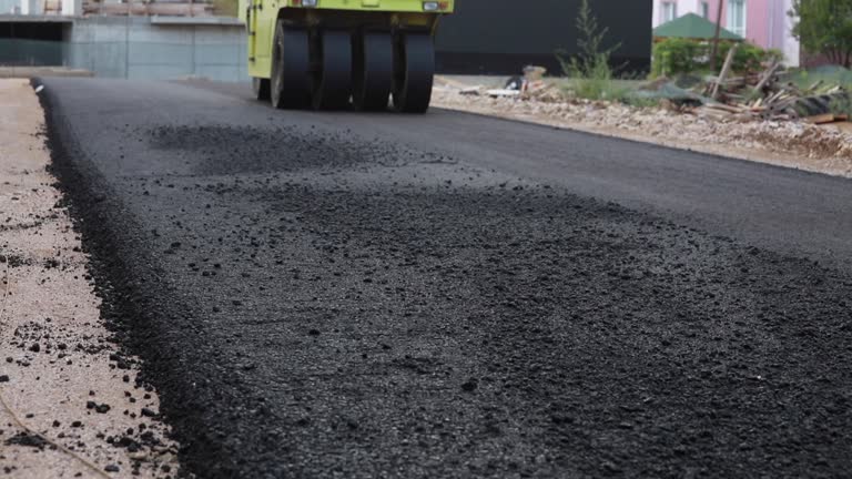 Background of asphalt roller that stack and press hot asphalt