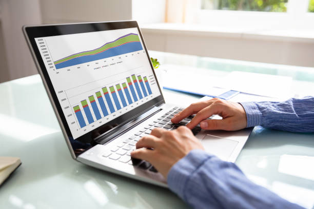 istock Businesswoman Analyzing Graph On Laptop 1042650362