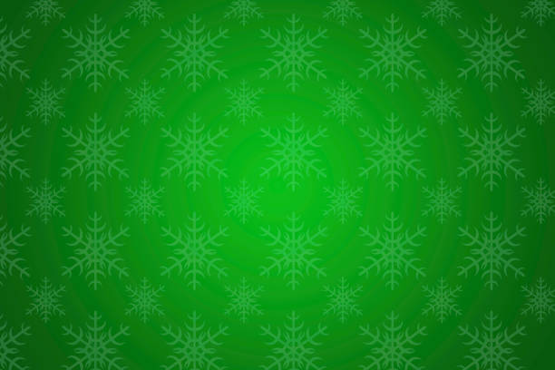 Green Christmas and New Year Vignette Background with Snowflakes and Copy space - Snowflake pattern