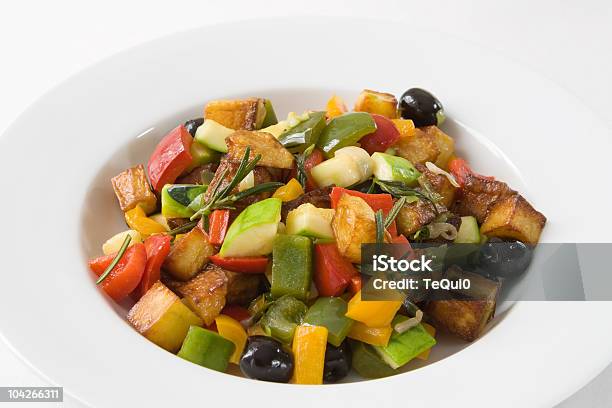 Fried Vegetables Stock Photo - Download Image Now - Color Image, Copy Space, Crockery