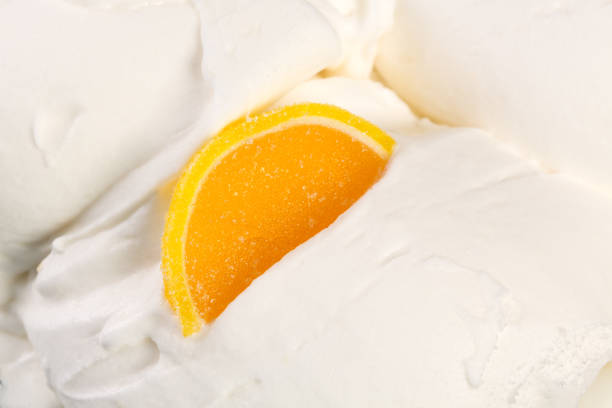 Yogurt ice cream with marmalade. High resolution photo.
