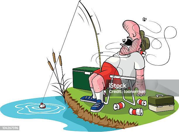 Sleeping Fisherman Stock Illustration - Download Image Now - Cartoon, Catch of Fish, Catching