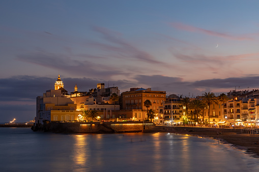 Landscape of Sitges at night