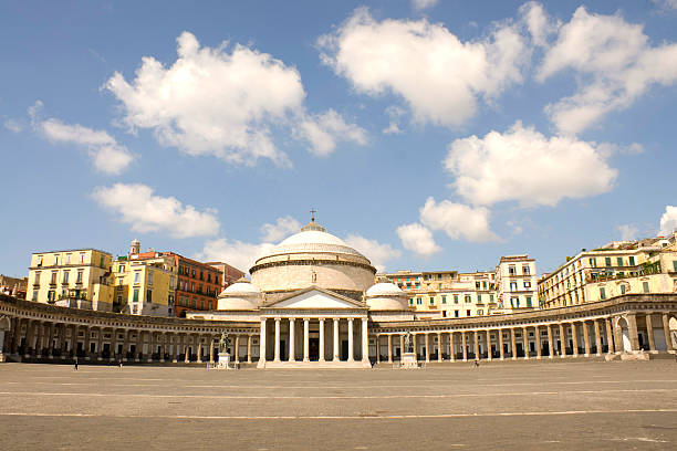View of Piazza Plebiscito in Naples  piazza plebiscito stock pictures, royalty-free photos & images