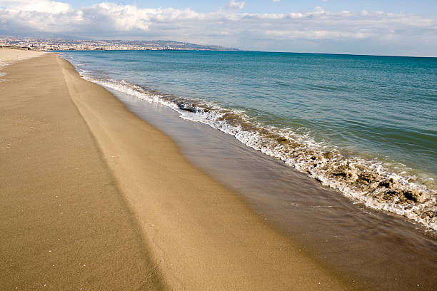 View of the town of Catania in Sicily, Southern Italy, from La Plaia, the shores between the port of Catania and Agnone Bagni, southwards.