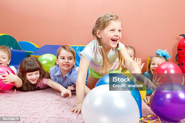 Happy Kids Playing With Balloons Stock Photo - Download Image Now - Balloon, Child, Playing