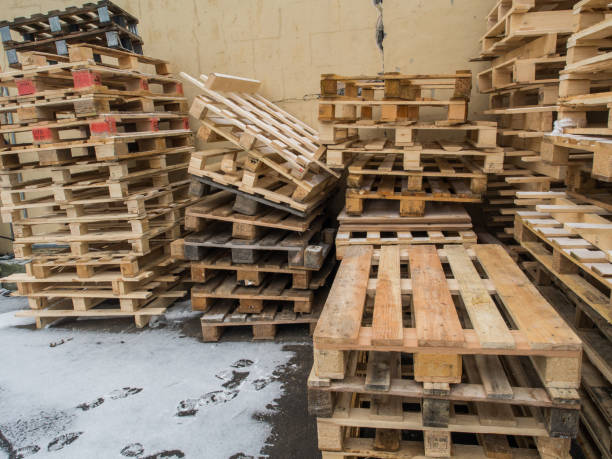 istock Wooden euro pallets 1042688378