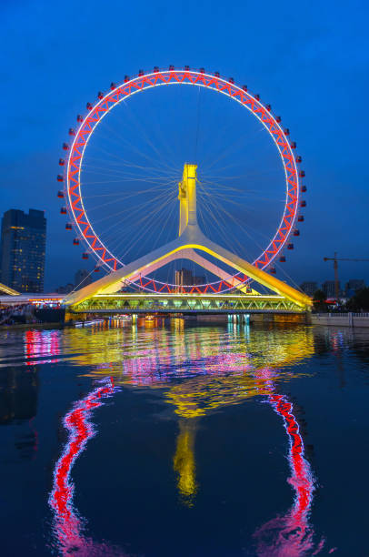 istock Ferris Wheel and Tianjin Skyline at Night 1042691904
