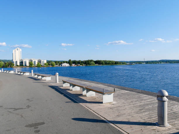 istock Benches on the empty promenade of Lake Munksjon. 1042696648