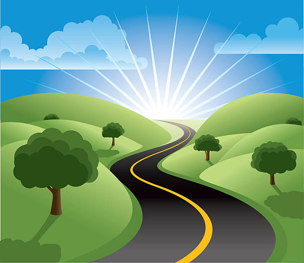 The Road to Prosperity  light at the end of the tunnel stock illustrations