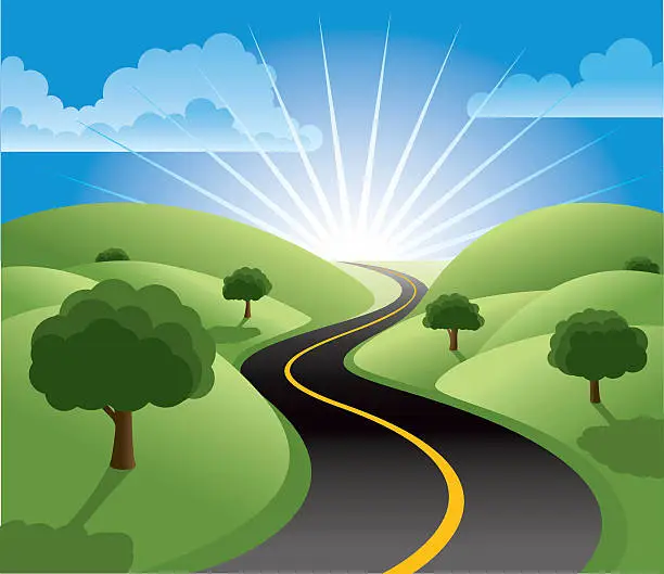 Vector illustration of The Road to Prosperity