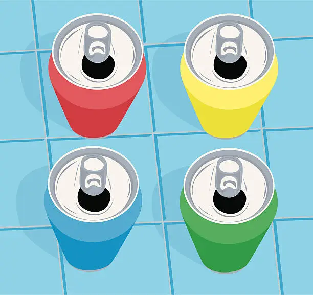 Vector illustration of Aluminium Cans Colored Cans