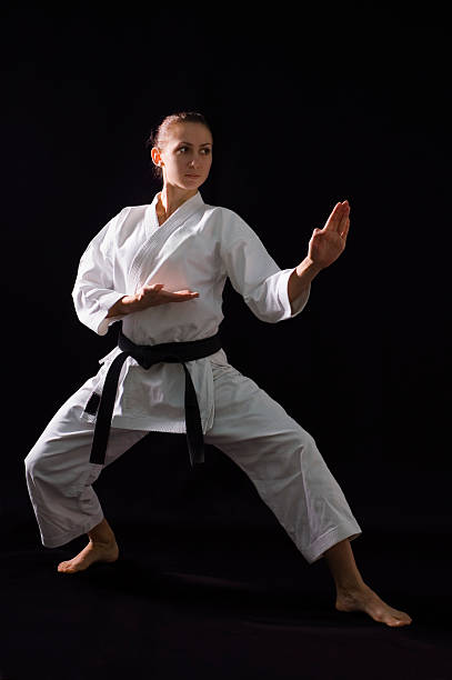 karateka girl stock photo