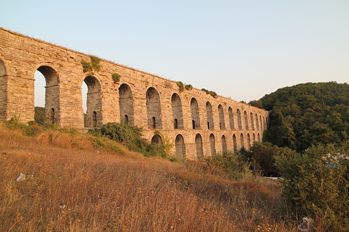 Kemerburgaz historical agueduct in istanbul