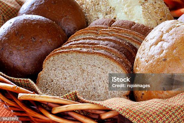 Assorted Healthy Whole Grain Breads Stock Photo - Download Image Now - Basket, Bread, Brown Bread