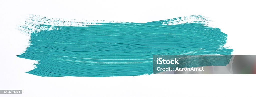 Painting of different colors Turquoise brush stroke isolated over white background Brush Stroke Stock Photo