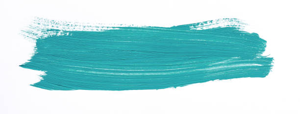 Painting of different colors Turquoise brush stroke isolated over white background art paint brush stock pictures, royalty-free photos & images