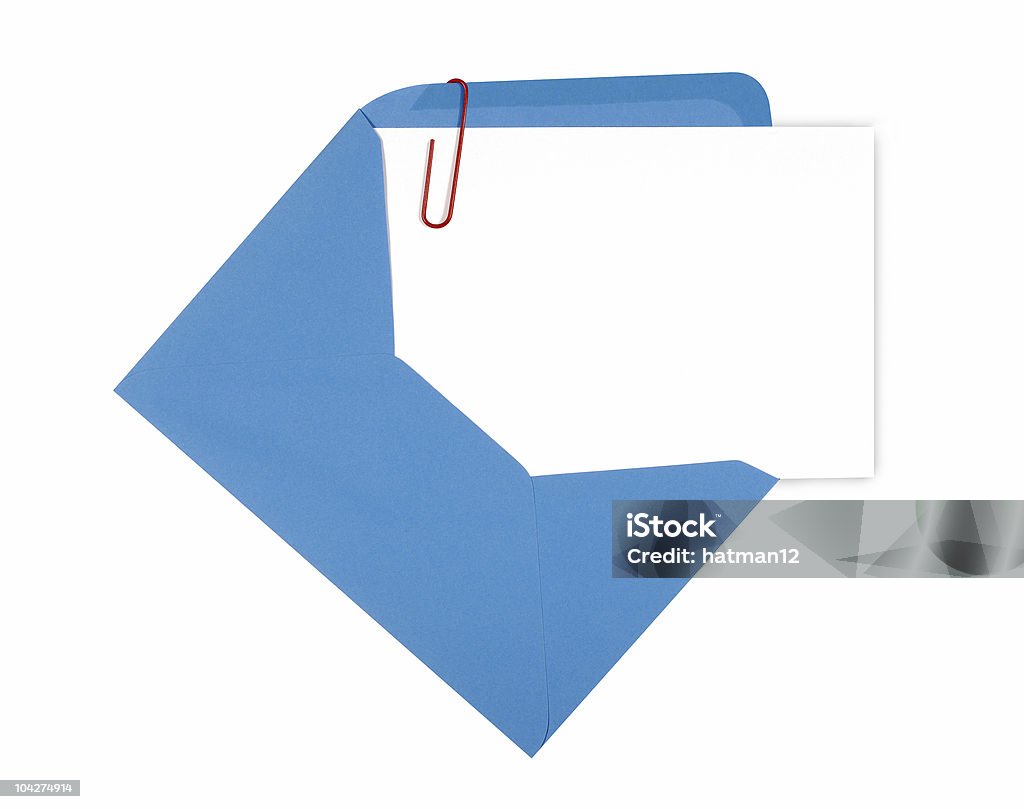 Blank message ou une invitation carte avec enveloppe bleu - Photo de Blanc libre de droits