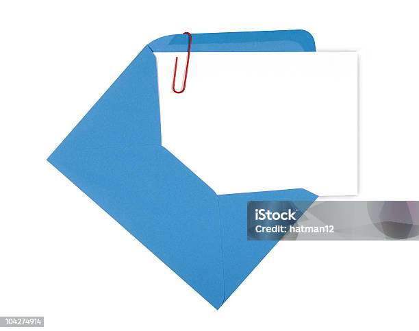 Photo libre de droit de Blank Message Ou Une Invitation Carte Avec Enveloppe Bleu banque d'images et plus d'images libres de droit de Blanc