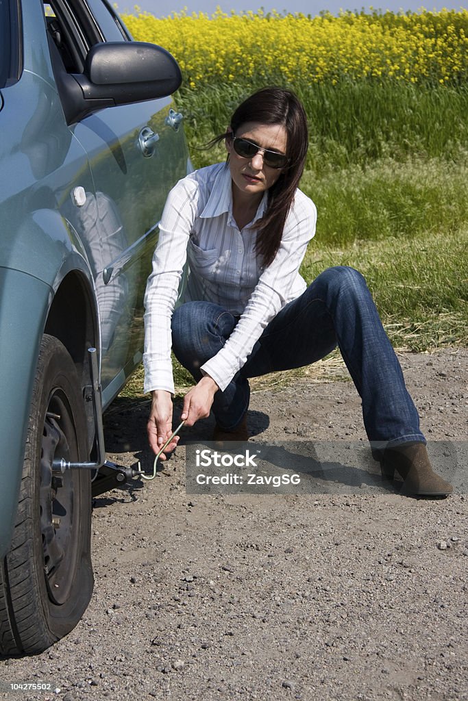 punctured Rad - Lizenzfrei Auto Stock-Foto