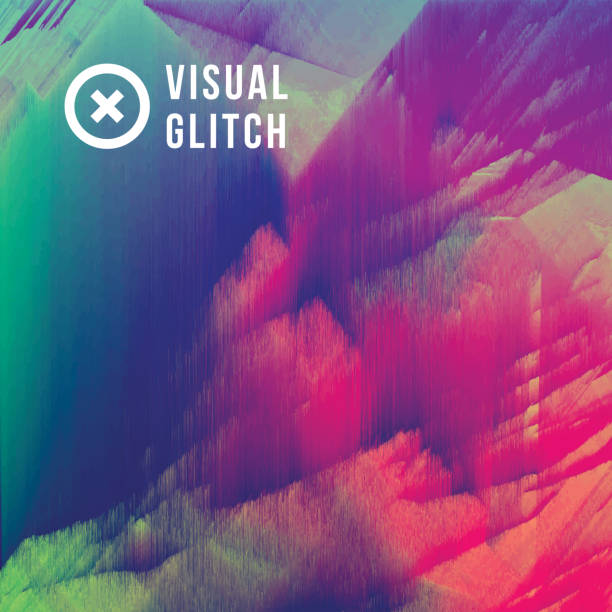 ilustrações de stock, clip art, desenhos animados e ícones de iridescent colored digital glitch abstract grunge background - techno