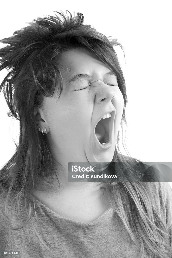슬리피 여자아이 하품 - 로열티 프리 얽힌 머리 스톡 사진