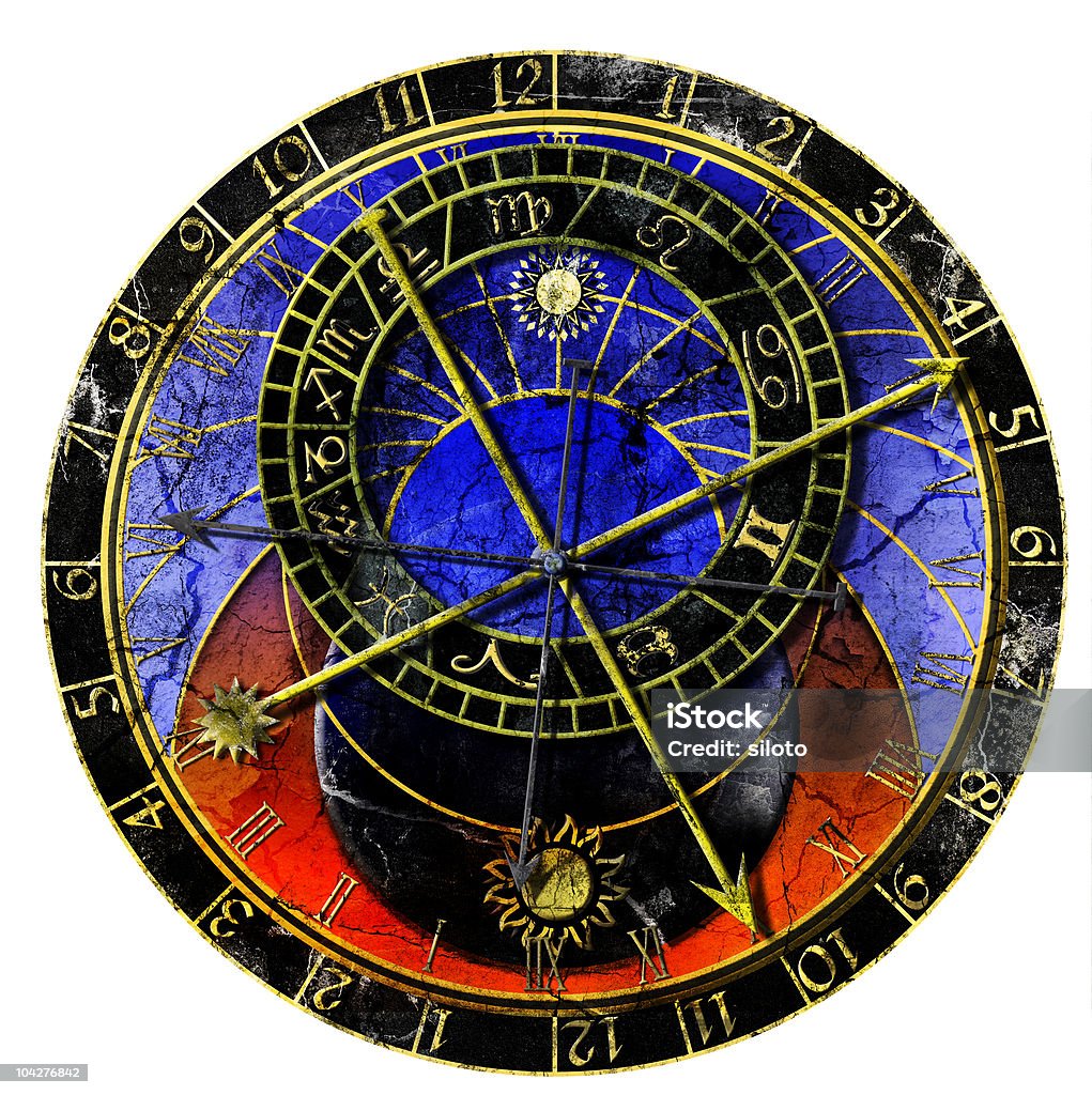 Horloge astronomique de style grunge - Illustration de Aiguille de montre libre de droits