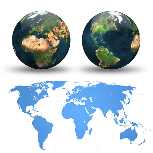 istock Globe and detail map of the world. Different views. 104277752