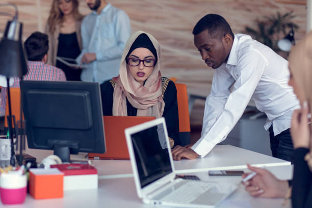 istock Startup business people group working everyday job at modern office. Tech office, tech company, tech startup, tech team. 1042786222