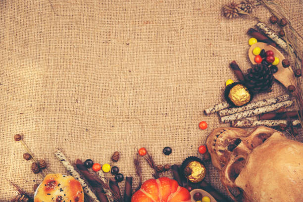 istock Human skull, Halloween concept 1042789386