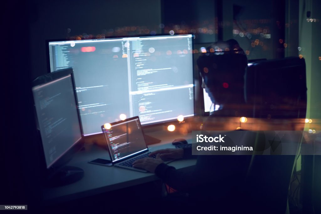 Coder Working Late At Night Stock Photo - Download Image Now - Mobile ...