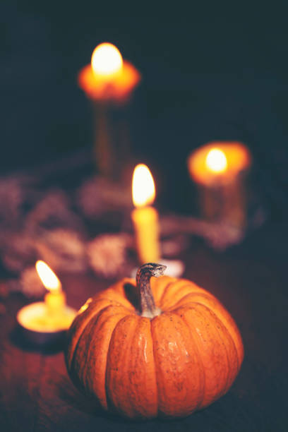 istock Halloween night background with candle light 1042800262