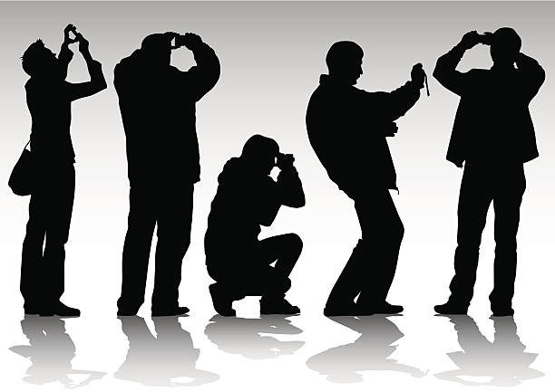 amateur mann foto - silhouette photographer photographing photograph stock-grafiken, -clipart, -cartoons und -symbole