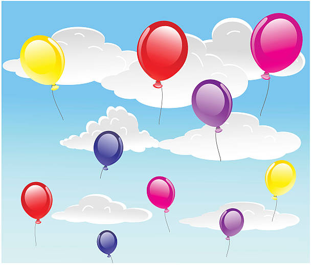 vector background with sky and balloons. vector art illustration