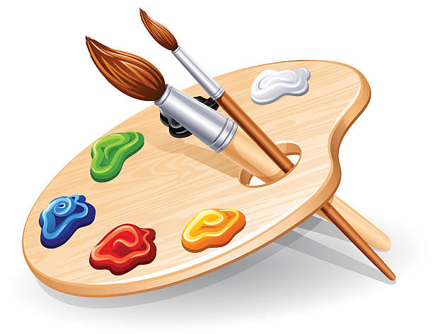 farbpalette - palette tempera painting colors paint stock-grafiken, -clipart, -cartoons und -symbole