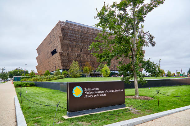 National Museum of African American History and Culture Washington DC, USA - September 14, 2018: National Museum of African American History and Culture exterior view with sign smithsonian museums stock pictures, royalty-free photos & images