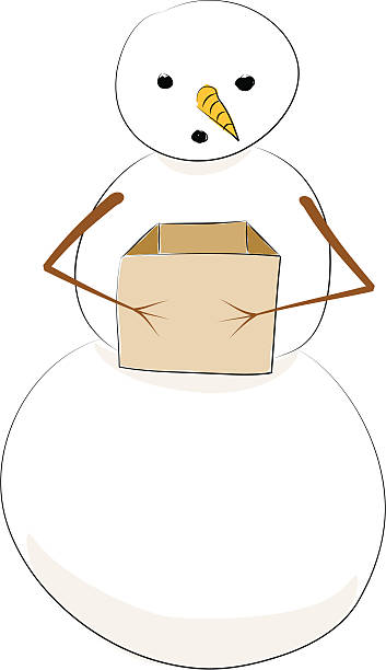 Surprised Snowman with Box vector art illustration