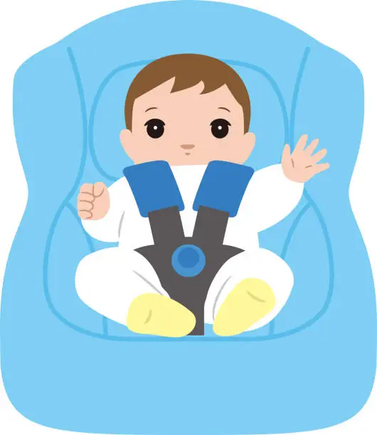 Vector illustration of infant car seat and baby
