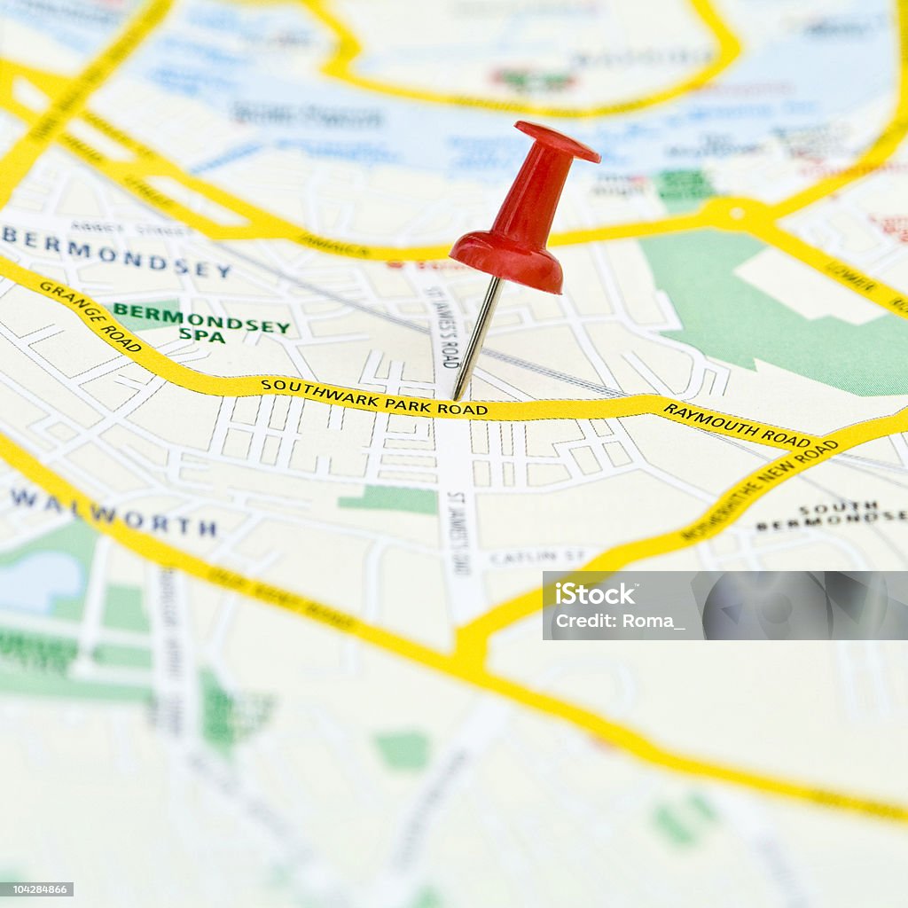 Mapa da cidade - Foto de stock de Alfinetar royalty-free