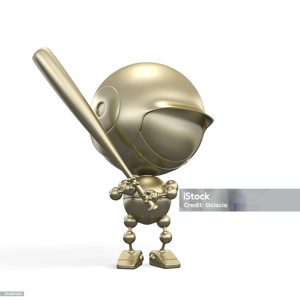 Золотой ballplayer с летучей мышью - Стоковые фото Бейсбол роялти-фри