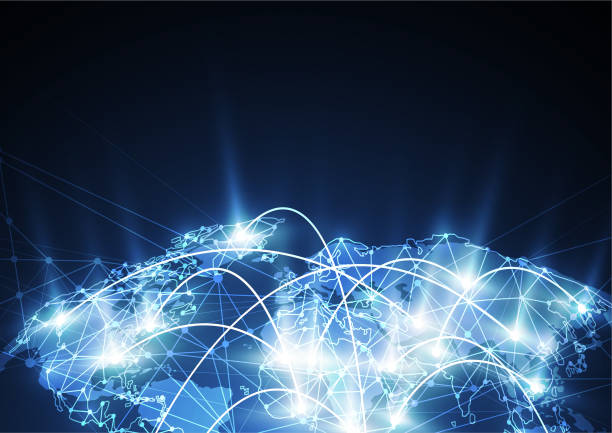 istock Global network connection. World map point and line composition concept of global business. Vector Illustration 1042875756
