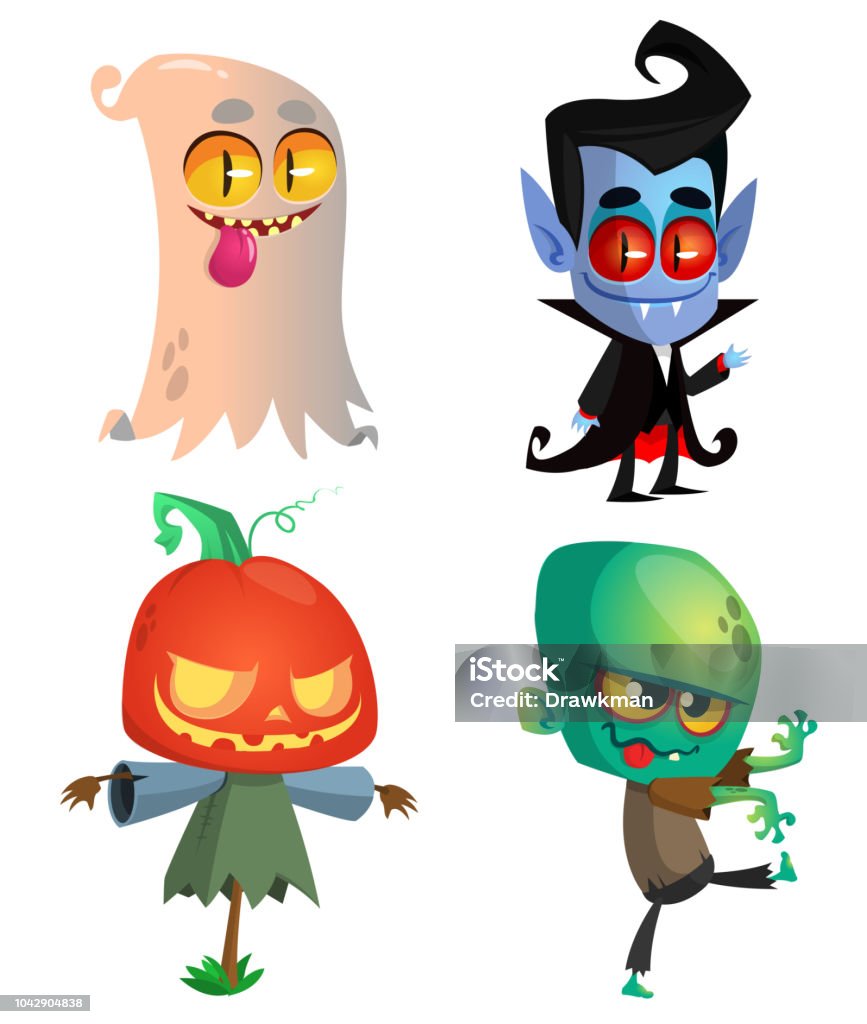 Ilustración de Conjunto De Caracteres De Halloween Fantasma De Dibujos  Animados De Vector Vampiro Jack Calabaza O Linterna Zombie Ideal Para La  Decoración Del Partido y más Vectores Libres de Derechos de