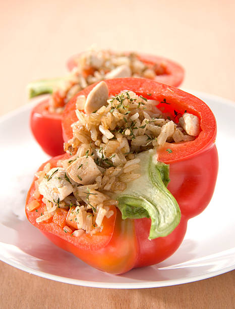 Stuffed Red Capsicum stock photo