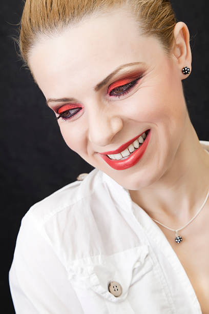 red makeup stock photo