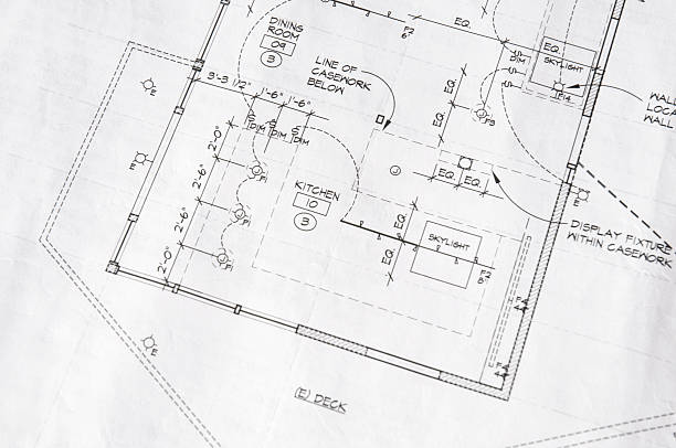 ご自宅で、キッチンの改装計画での電気計画 - house diagram ストックフォトと画像