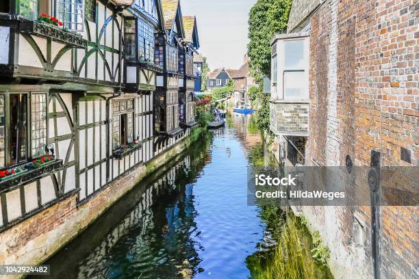 Ancient Center Of Caterbury Stock Photo - Download Image Now - Canterbury - England, River, Kent - England