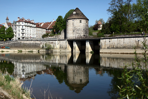 Spiez, Canton Bern, Switzerland, February 12, 2023 Beautiful castle Spiez at the coast of the lake of Thun on a sunny day