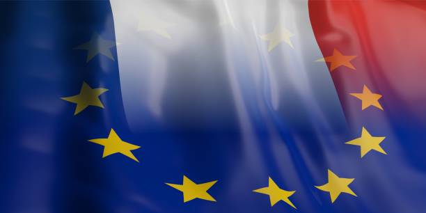 istock 3d rendering France and EU flag 1042928060
